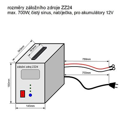 Záložný zdroj ZZ24 12V 230V 700W sínusový