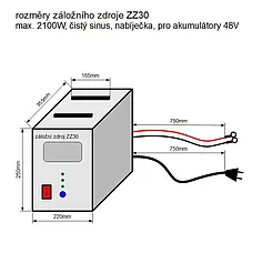 Záložný zdroj ZZ30 48V 230V 2100W sínusový
