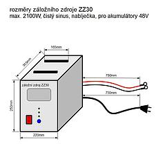Záložní zdroj ZZ30 48V 230V 2100W sinusový