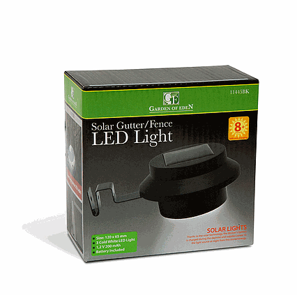4x Solární 3 LED lampa na okap / plot černá
