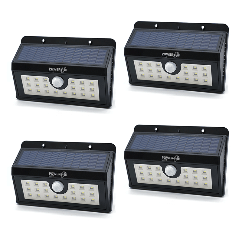 Sada 4x Solární bezpečnostní LED osvětlení s pohybovým senzorem POWERplus Boa 20 LED