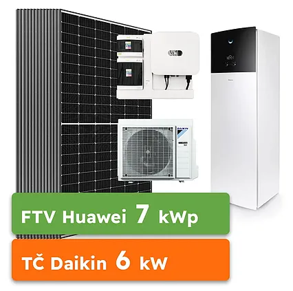 On-grid Huawei 7kWp + Tepelné čerpadlo Daikin Altherma 3 RF 6kW