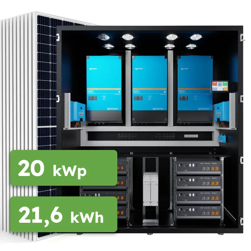 Hybrid Victron 20kWp 21,6kWh 3-fáz RACK předpřipravený solární systém