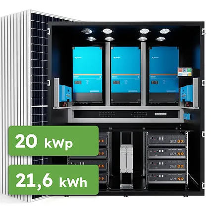 Hybrid Victron 20kWp 21,6kWh 3-fáz RACK predpripravený solárny systém