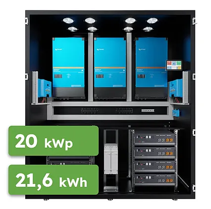 Hybrid Victron 20kWp 21,6kWh 3-fáz RACK předpřipravený solární systém