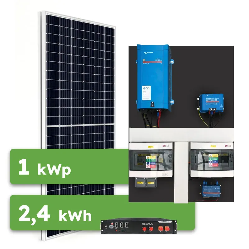 Hybrid Victron 1kWp 2,4kWh 1-fáz předpřipravený solární systém