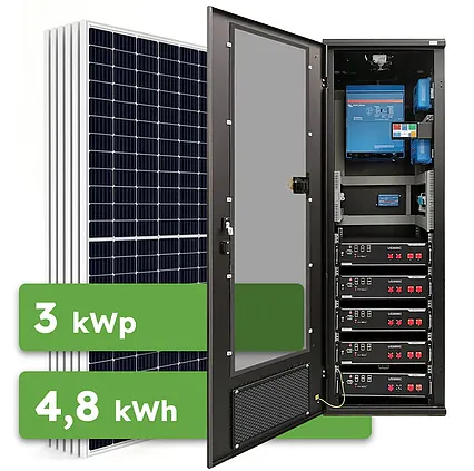 Hybrid Victron 3kWp 4,8kWh RACK 1-fáz predpripravený solárny systém