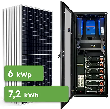 Hybrid Victron 6kWp 7,2kWh 3-fáz RACK předpřipravený solární systém