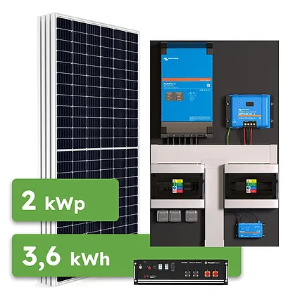Hybrid Victron 2kWp 3,6kWh 1-fáz předpřipravený solární systém