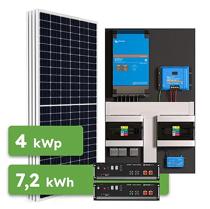 Hybrid Victron 4kWp 7,2kWh 1-fáz předpřipravený solární systém