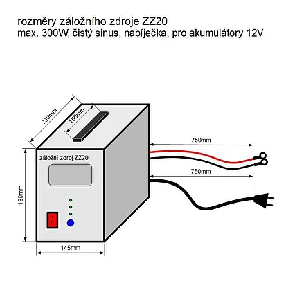 Záložní zdroj ZZ20 12V 230V 350W sinusový (rozbaleno)