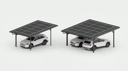 Solárny prístrešok carport Mounting Systems E-Port Home 4,3kWp až 6,4kWp- pre jedno alebo dve vozidlá