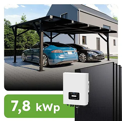 Solárny prístrešok pre 2 vozidlá 7,8kWp carport RC1 On-grid na kľúč