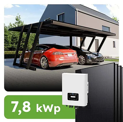 Solárny prístrešok pre 2 vozidlá 7,8kWp carport RC2 On-grid na kľúč